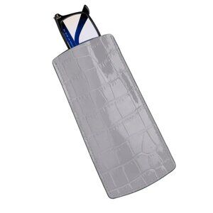 Premium Calfskin Eyewear Case embossed in Alligator Style - Gray White Color